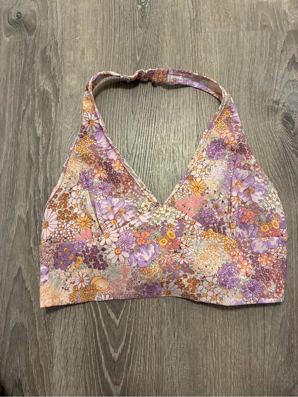 Altar'd State floral halter top with a tie-back- L